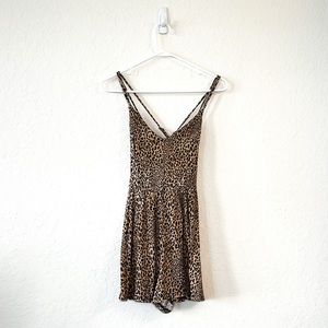 Forever 21 Leopard Print Romper with Cross Back Detail Size Medium NWOT